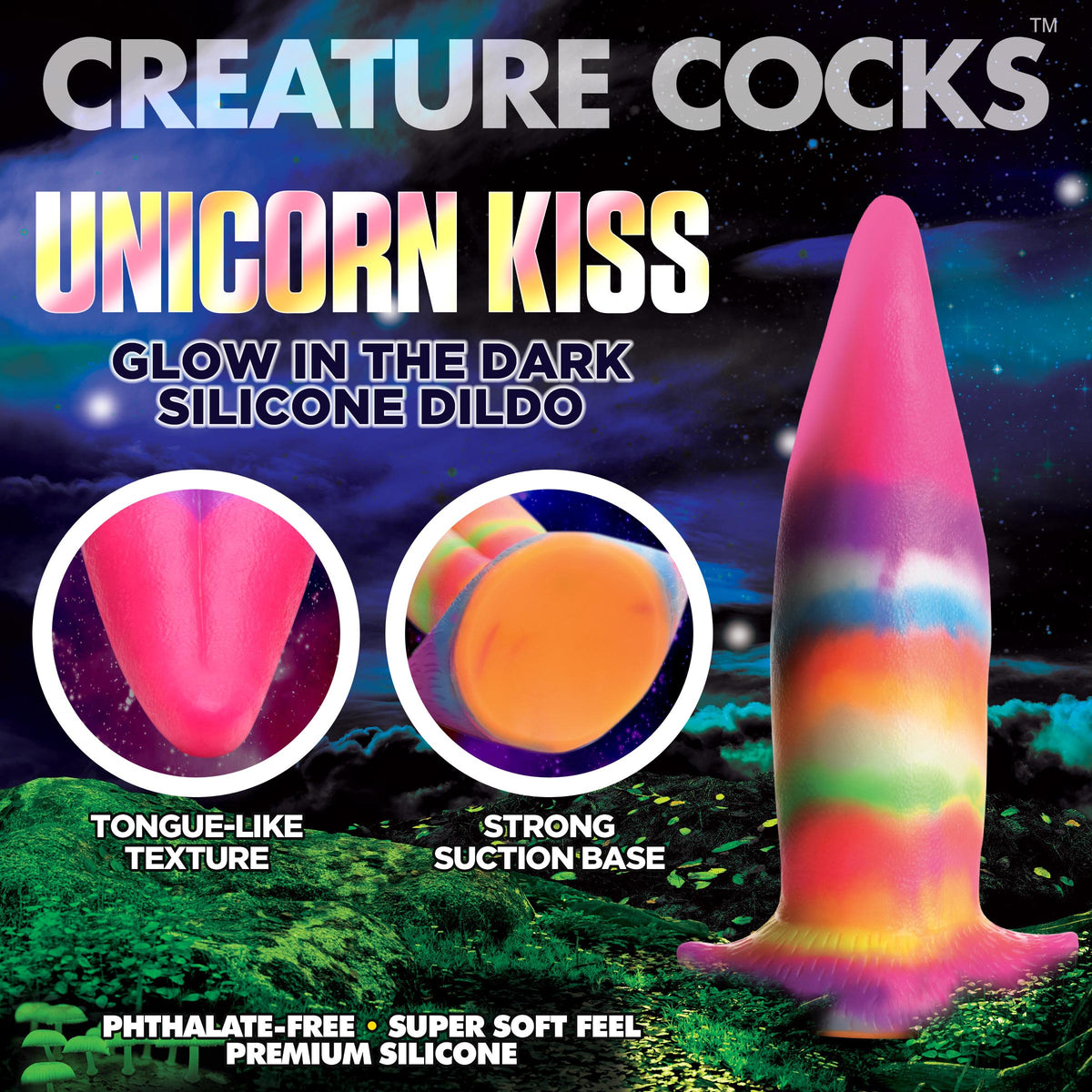 Creature Cocks Unicorn Kiss Dildo Glow In The Dark