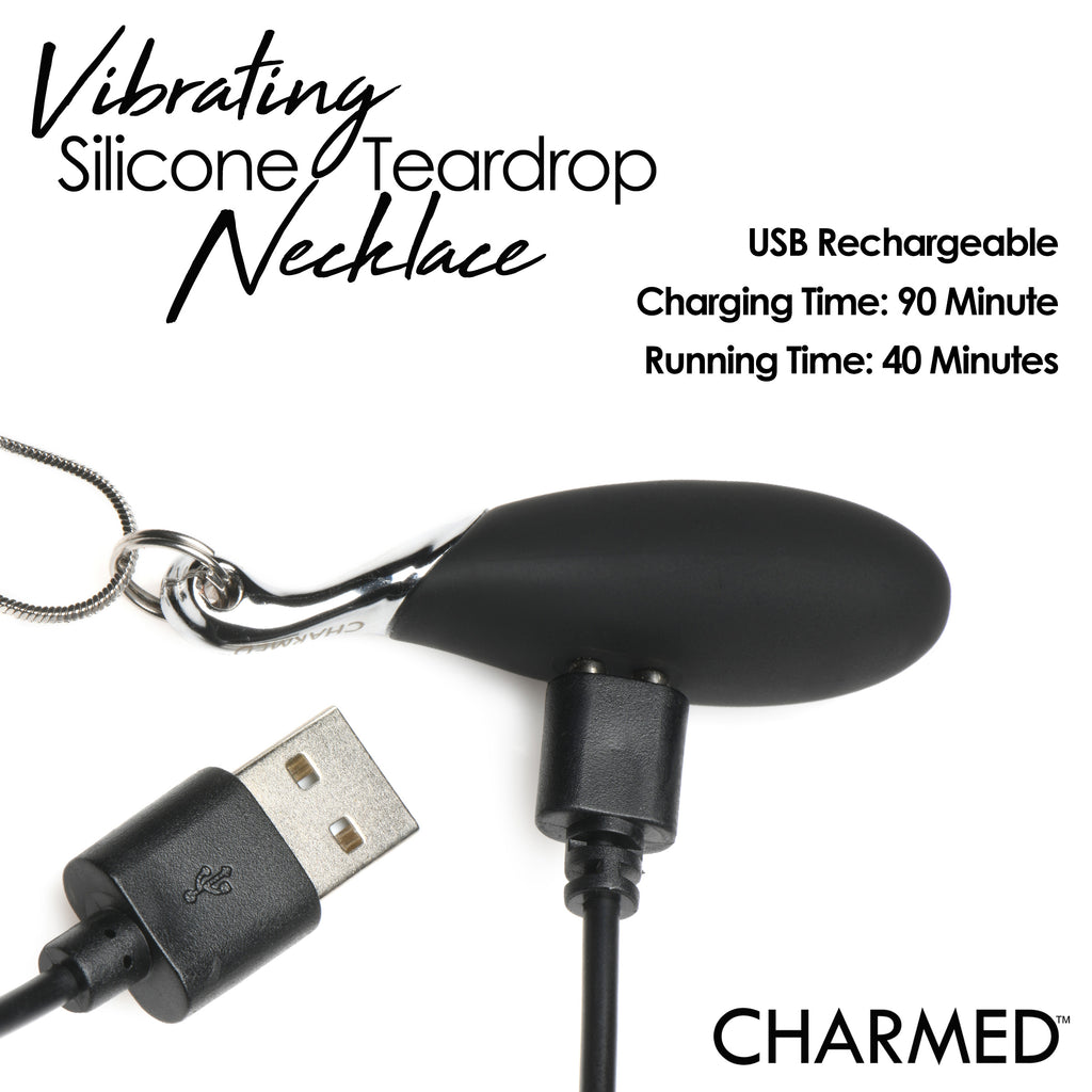 Charmed Vibrating Silicone Teardrop Necklace