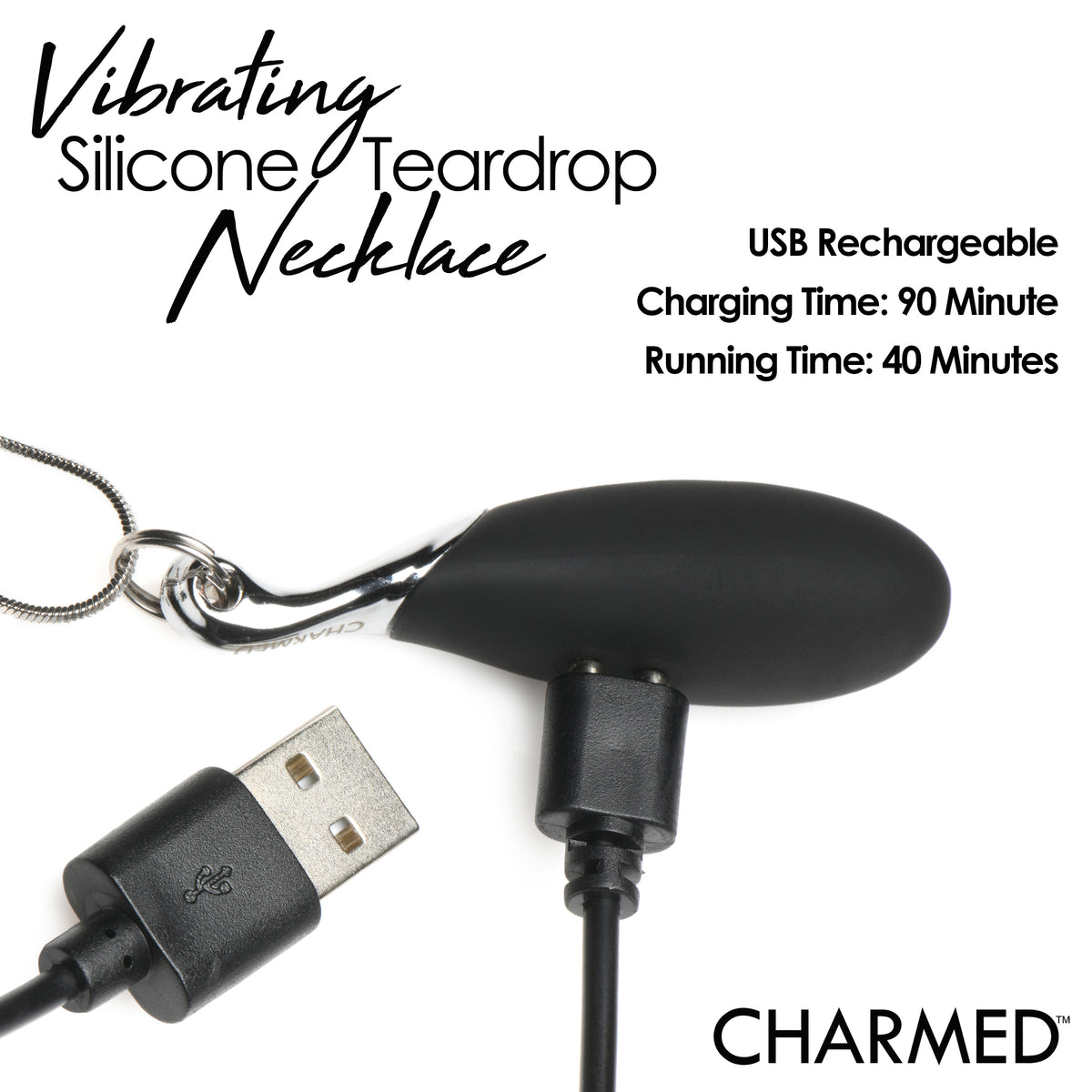 Charmed Vibrating Silicone Teardrop Necklace