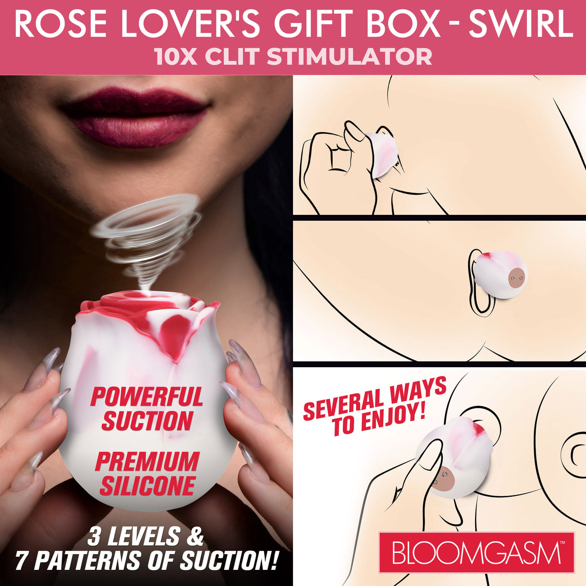 Bloomgasm Sucking Rose Heart Box-Red/White