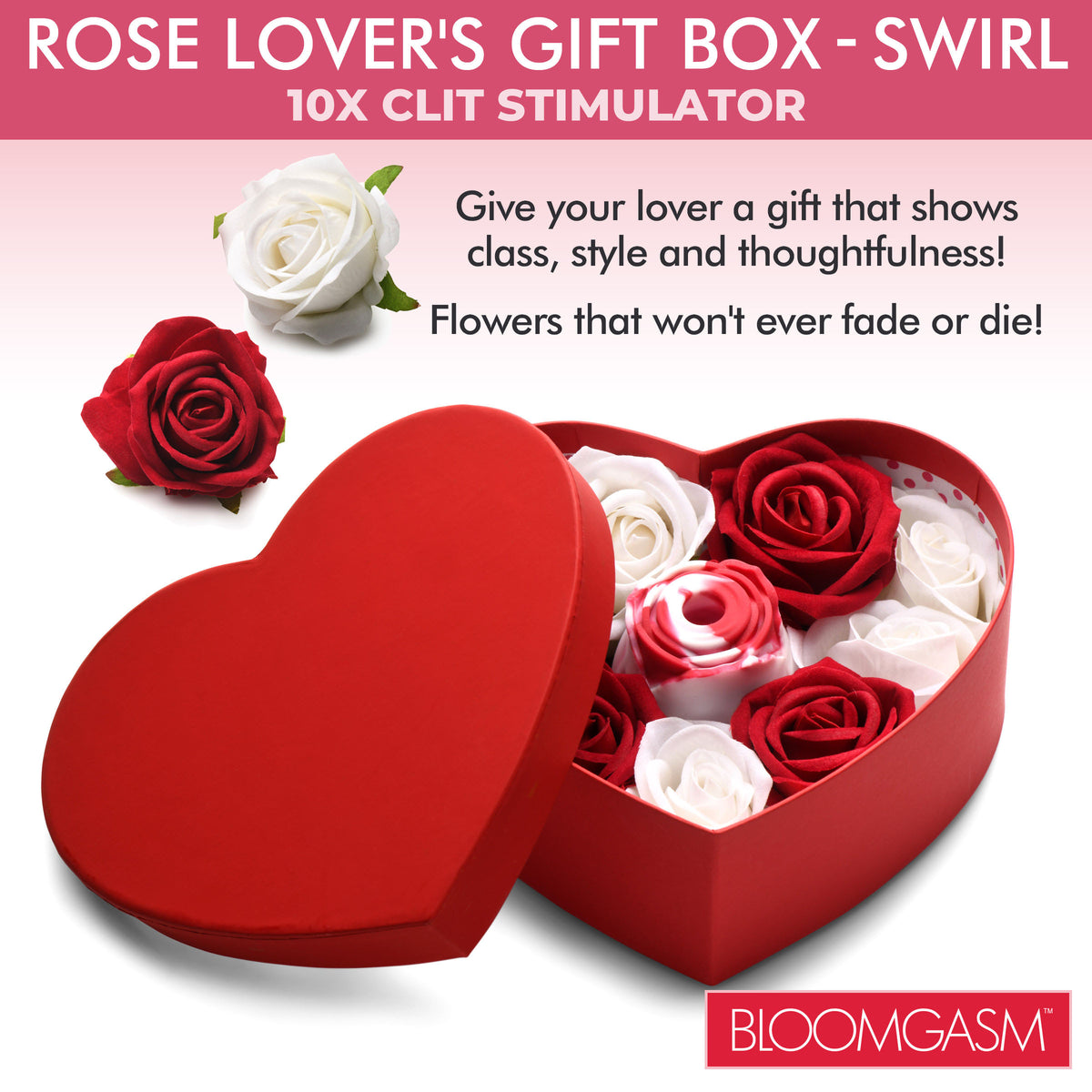 Bloomgasm Sucking Rose Heart Box-Red/White