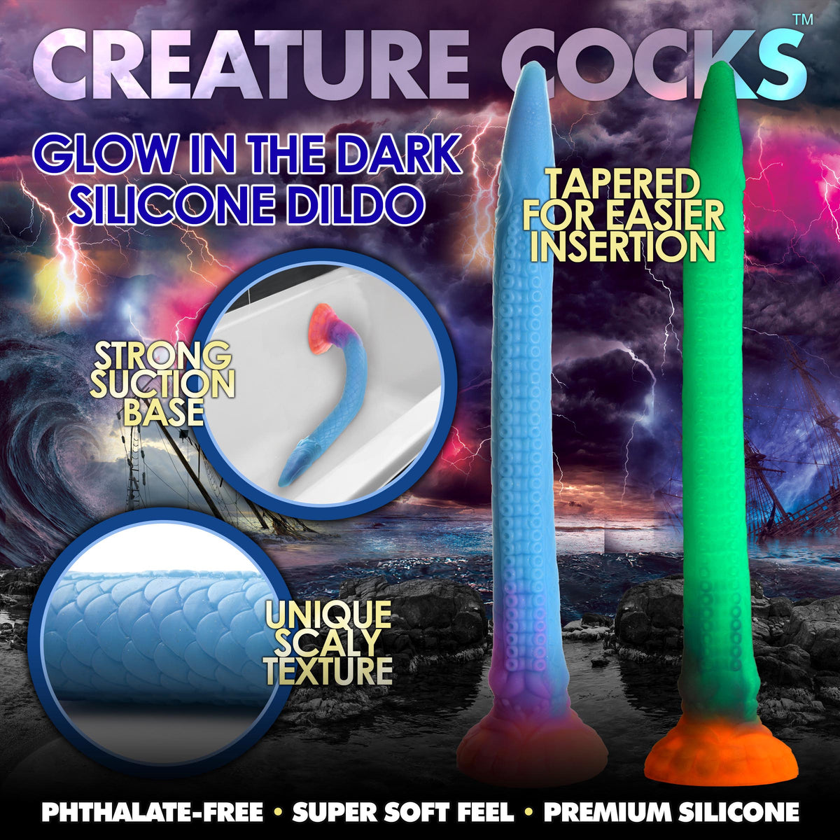 Creature Cocks Makara Glow In The Dark Snake Dildo