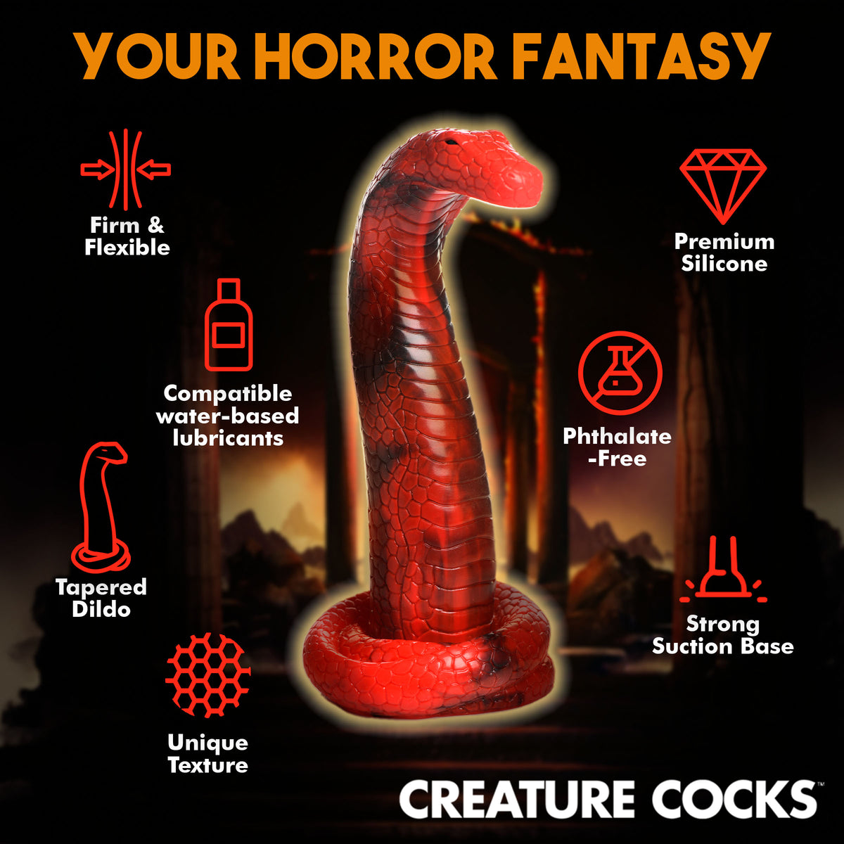 Creature Cocks King Cobra Silicone Dildo 8.5"