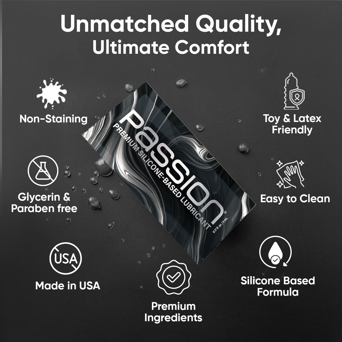 Passion Silicone 5mL Satchel 300 Pack Carton