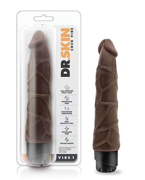 Blush Dr. Skin Cock Vibe 9" Vibrating Cock - Chocolate
