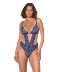 Twilight Fever Underwire Lace Teddy - Navy LG