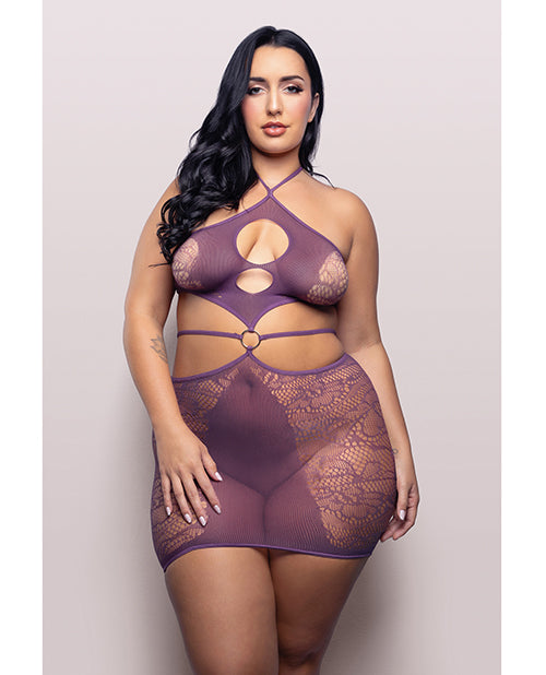 Vixen Focus On Me Halter Dress w/Key Ring Details - Purple QN