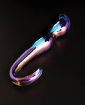 Cristal Blue Flame Curved Glass Dildo - Purple