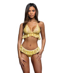 Lacy Sweet Flutter Lace Bralette w/Matching Panty 2 pc Set - Yellow S/M