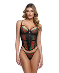 Cherry Delight Embroidered Underwire Corset w/G-String - Black LG