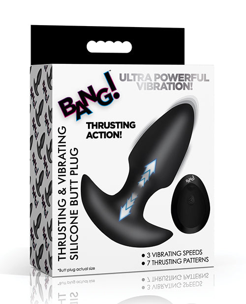 Bang! Thrusting & Vibrating Butt Plug - Black