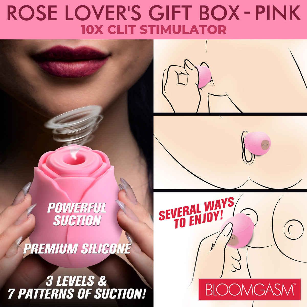 Bloomgasm Sucking Rose Heart Box-Pink